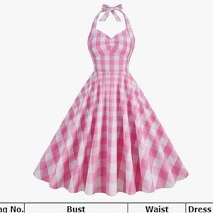 Vintage pink and white fit and flare dress